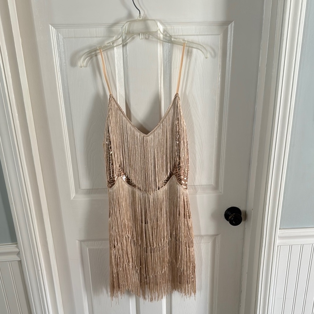 Gold sequined mini dress